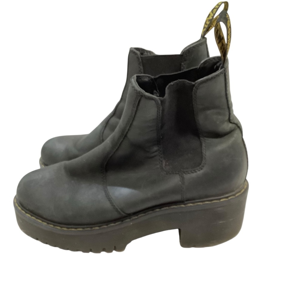 Dr. Martens Black Rometty Wyoming  Leather Chelsea Platform Booties - Picture 4 of 7